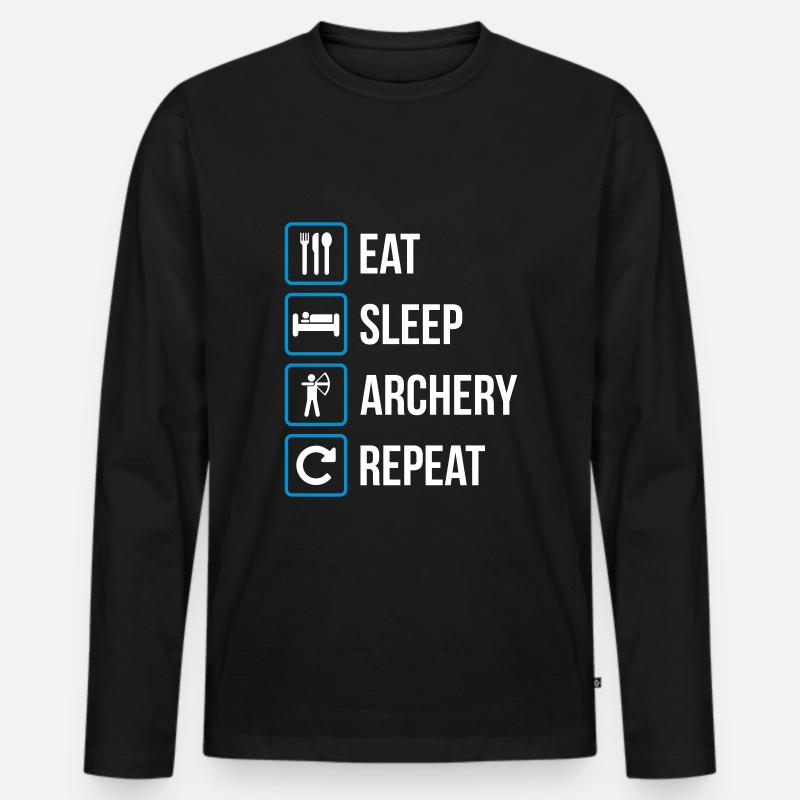 Eat Sleep Archery Repeat - Männer Premium Bio Langarmshirt - Schwarz