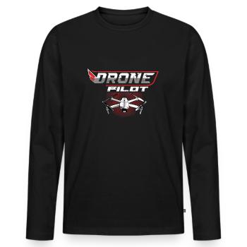 Drohnenpilot Whoop Copter FPV UAS Pilot Drone - T-shirt manches longues Premium bio Homme - noir - Devant - Nico (187cm)