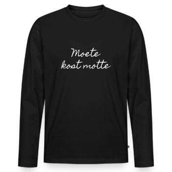 Chemises en dialecte anversois. Moete kost motte - T-shirt manches longues Premium bio Homme - noir - Devant - Nico (187cm)