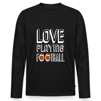 American Football Superbowl Touchdown Gift - Men's Premium Organic Long Sleeve Shirt - black - Front - Nico (187cm)