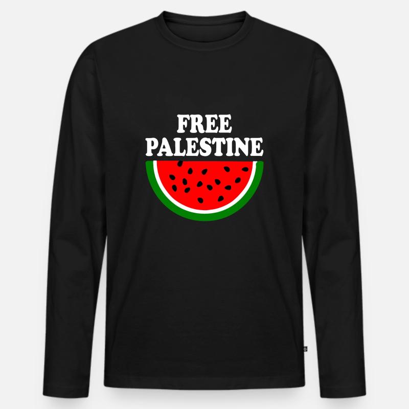 Free palestine - Männer Premium Bio Langarmshirt - Schwarz