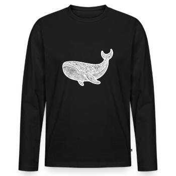 Grande baleine nageant Vintage créature de mer - T-shirt manches longues Premium bio Homme - noir - Devant - Nico (187cm)