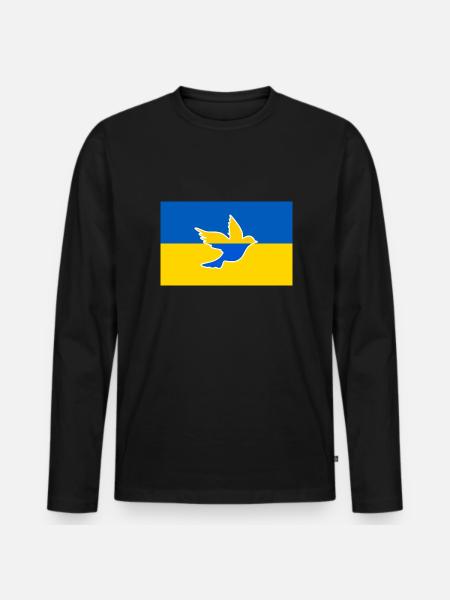 Ukraine peace dove - Men's Premium Organic Long Sleeve Shirt - black