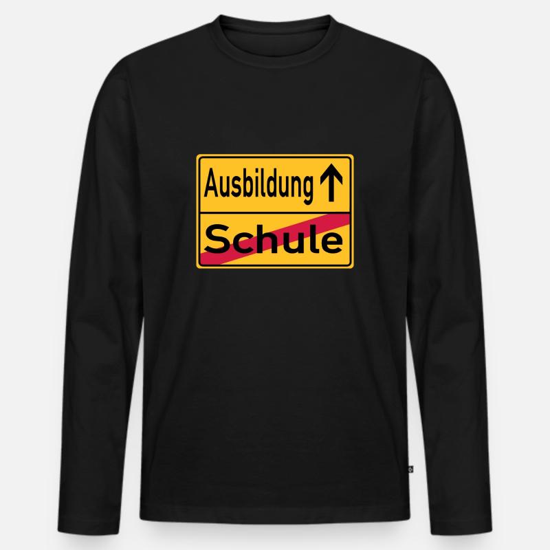 Schule - Ausbildung - Ortsschild - Männer Premium Bio Langarmshirt - Schwarz
