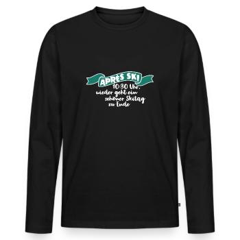 Après Ski 10:30 Uhr in schöner Skitag geht zu Ende - Männer Premium Bio Langarmshirt - Schwarz - Vorne - Nico (187cm)