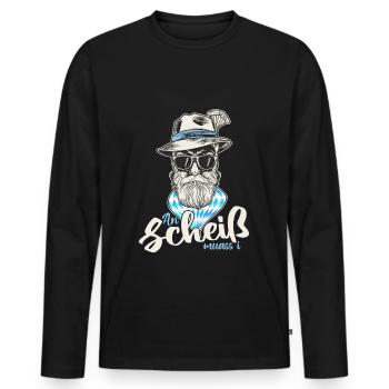Volksfest Bayrisch Lustig An Scheiß muass i - Männer Premium Bio Langarmshirt - Schwarz - Vorne - Nico (187cm)
