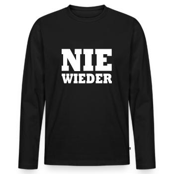 Nie wieder - Männer Premium Bio Langarmshirt - Schwarz - Vorne - Nico (187cm)