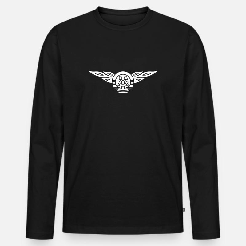 DDR Flammen Wappen 1c - Männer Premium Bio Langarmshirt - Schwarz