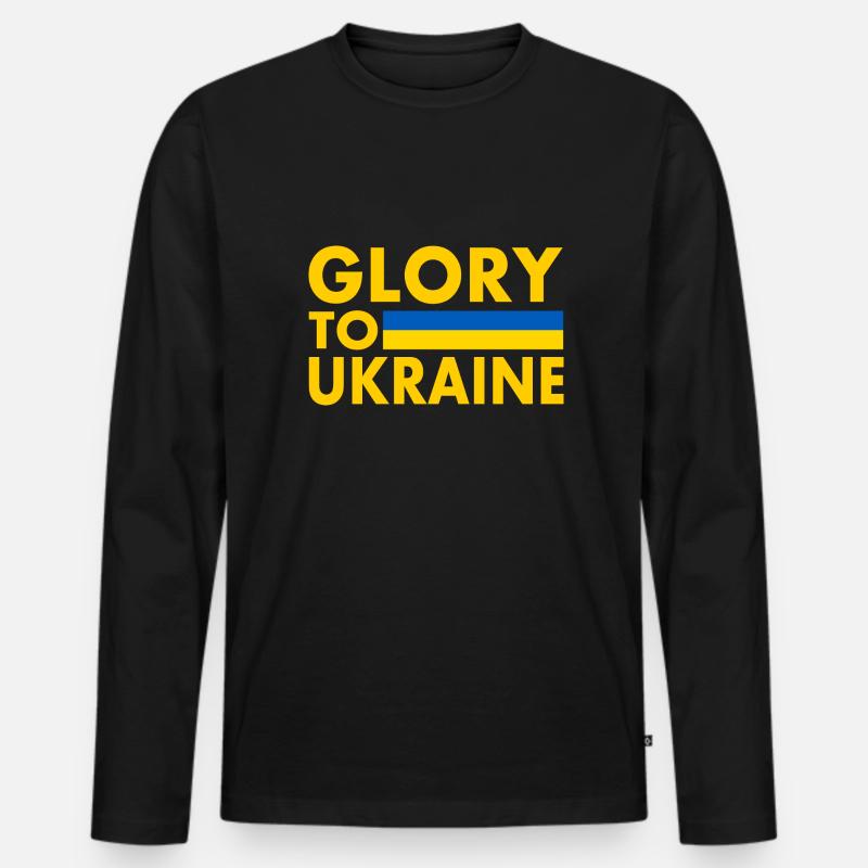 Glory to ukraine - Männer Premium Bio Langarmshirt - Schwarz