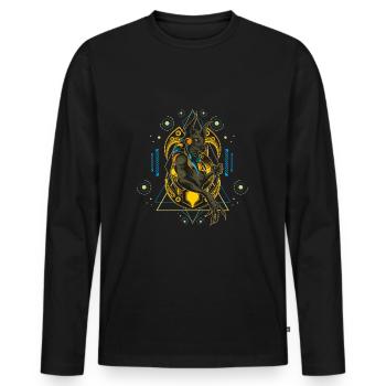 Anubis Gold Vintage Ägypten - Männer Premium Bio Langarmshirt - Schwarz - Vorne - Nico (187cm)