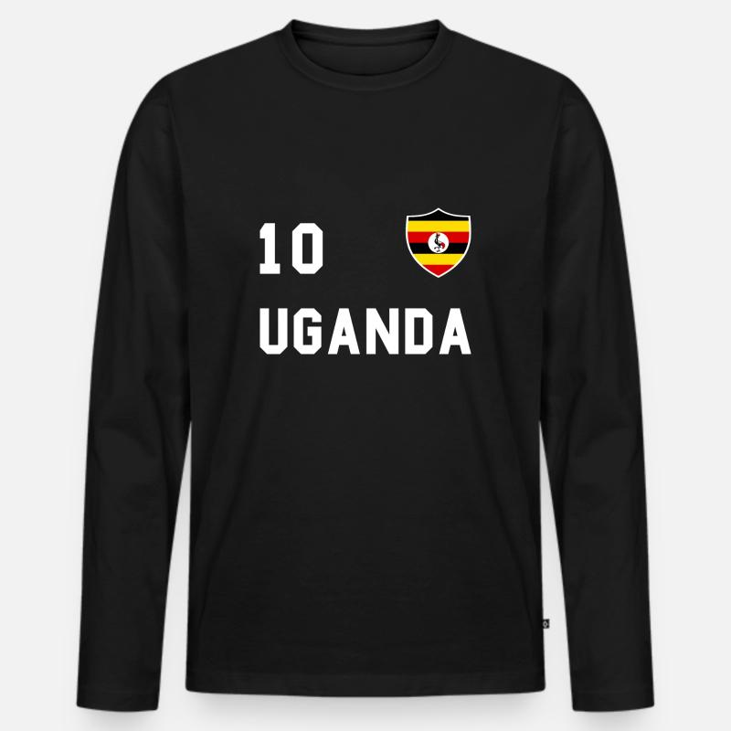 Uganda Flagge, Geschenk - Männer Premium Bio Langarmshirt - Schwarz