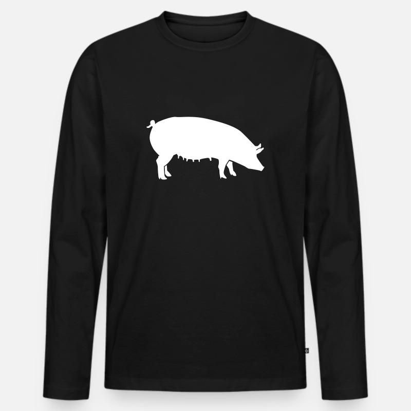Schwein - Männer Premium Bio Langarmshirt - Schwarz