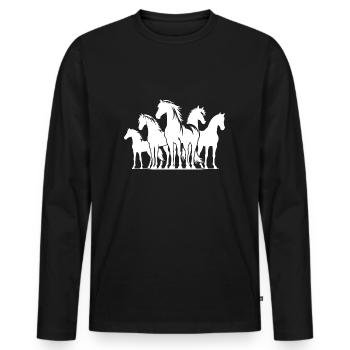 Elegant horses with elegant wild mane - Men's Premium Organic Long Sleeve Shirt - black - Front - Nico (187cm)