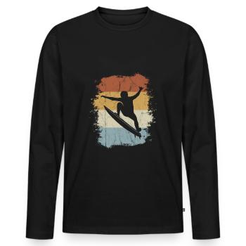 Retro Surfer Kick Out Wellenreiter - T-shirt manches longues Premium bio Homme - noir - Devant - Nico (187cm)