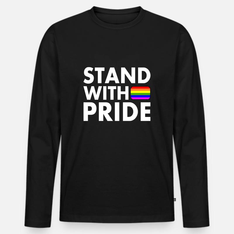 Stand with pride - Männer Premium Bio Langarmshirt - Schwarz