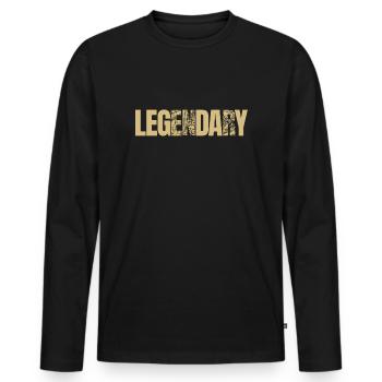 Bodybuilder Leg Day Barbell Strength Training - Men's Premium Organic Long Sleeve Shirt - black - Front - Nico (187cm)