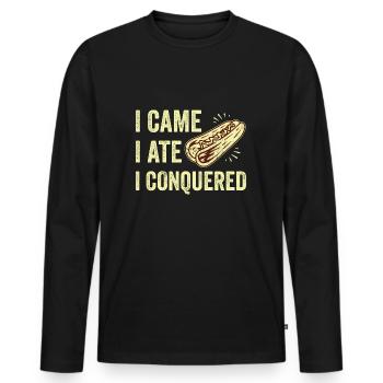 Champion des hot-dogs mangeant des hot-dogs Amateur de hot-dogs - T-shirt manches longues Premium bio Homme - noir - Devant - Nico (187cm)