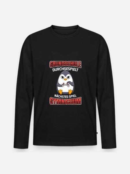 Grundschulabschluss Gymnasium Einschulung 5 Klasse - Männer Premium Bio Langarmshirt - Schwarz