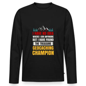 Schnitzeljagd Geocacher Abenteuer Geocaching - Männer Premium Bio Langarmshirt - Schwarz - Vorne - Nico (187cm)