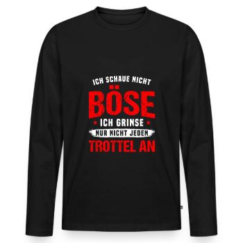 Böser Blick Unfreundlicher Blick Grimmig Böse - Männer Premium Bio Langarmshirt - Schwarz - Vorne - Nico (187cm)
