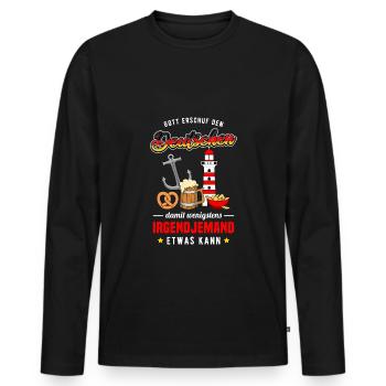 Deutschland Deutscher Deutsches Bier Brezel - Männer Premium Bio Langarmshirt - Schwarz - Vorne - Nico (187cm)