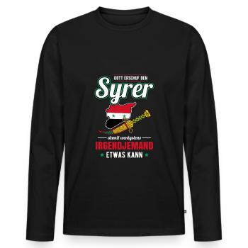 Syrien Syrer Syrischer Krumm Dolch - Männer Premium Bio Langarmshirt - Schwarz - Vorne - Nico (187cm)