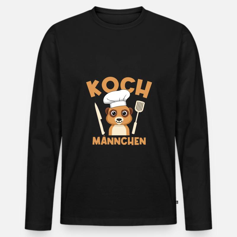 Erdmännchen Küchenchef Chefkoch Koch Kochen - Männer Premium Bio Langarmshirt - Schwarz