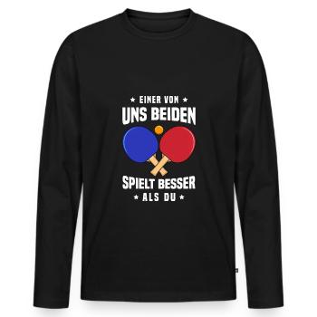 Tischtennisspieler Tischtennisschläger Ping Pong - Männer Premium Bio Langarmshirt - Schwarz - Vorne - Nico (187cm)