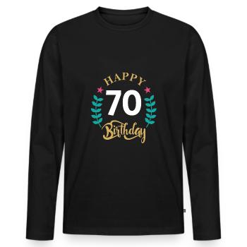 70 happy birthday - Männer Premium Bio Langarmshirt - Schwarz - Vorne - Nico (187cm)