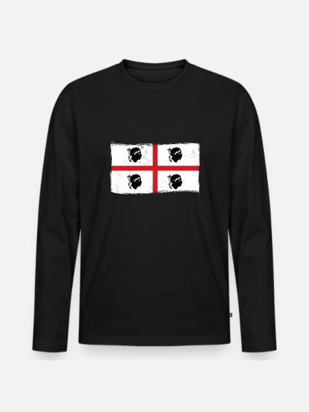 Sardegna Bandiera Vintage Bandiera Sarda Look Usato - Maglia a manica lunga ecologica premium da uomo - nero