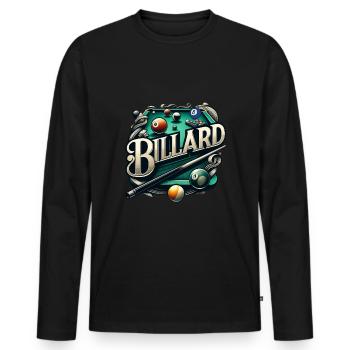 Billard spielen den Queue am Billardtisch - Männer Premium Bio Langarmshirt - Schwarz - Vorne - Nico (187cm)
