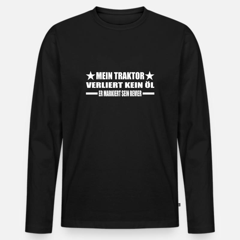 Traktor - Männer Premium Bio Langarmshirt - Schwarz