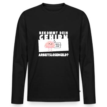 Arbeitsloses Gehirn - Männer Premium Bio Langarmshirt - Schwarz - Vorne - Nico (187cm)