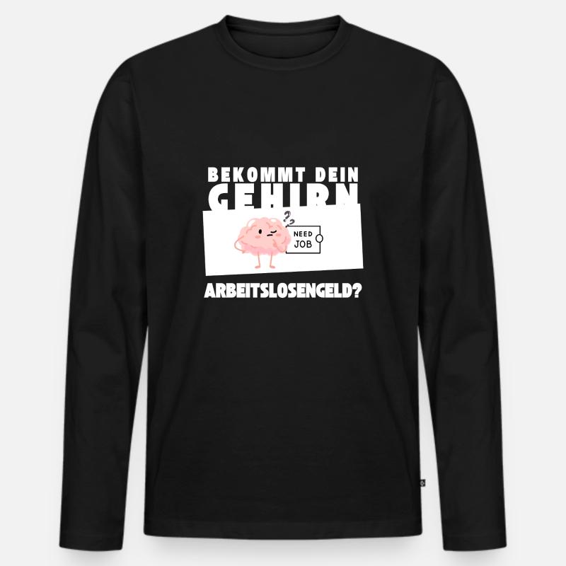 Arbeitsloses Gehirn - Männer Premium Bio Langarmshirt - Schwarz