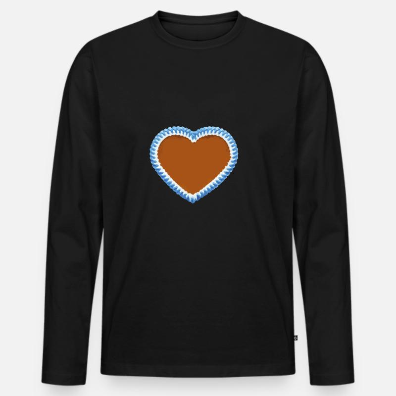 lebkuchenherz - Männer Premium Bio Langarmshirt - Schwarz