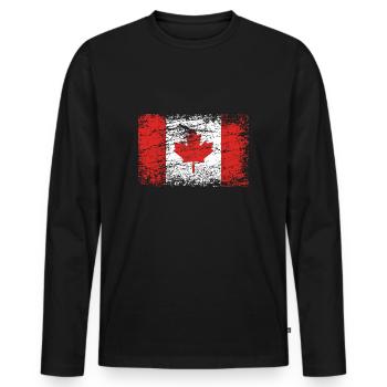 Pavillon Canada Alt Used Look Vintage - T-shirt manches longues Premium bio Homme - noir - Devant - Nico (187cm)