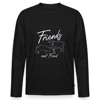 FRIENDS NOT FOOD, Vegan Veganer - Männer Premium Bio Langarmshirt - Schwarz - Vorne - Nico (187cm)