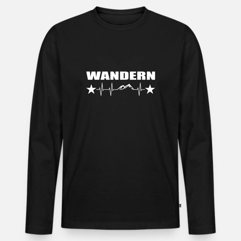 Wandern - Männer Premium Bio Langarmshirt - Schwarz