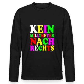 kein millimeter nach rechts - Männer Premium Bio Langarmshirt - Schwarz - Vorne - Nico (187cm)
