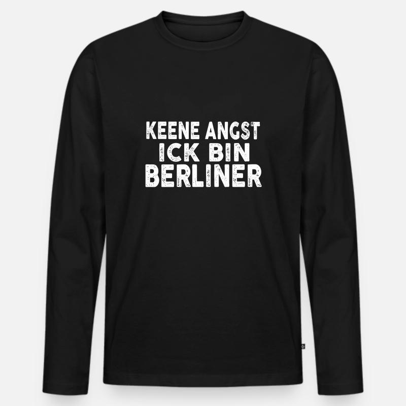 Keene Angst Ick bin Berliner - Männer Premium Bio Langarmshirt - Schwarz
