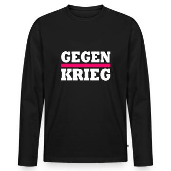 Gegen krieg - Männer Premium Bio Langarmshirt - Schwarz - Vorne - Nico (187cm)
