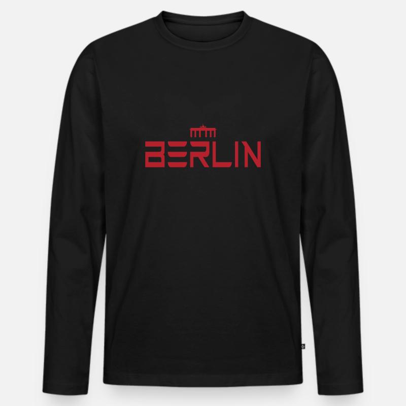 Berlin - Männer Premium Bio Langarmshirt - Schwarz