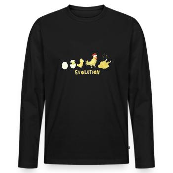 Evolution Egg Chicken Roast Chicken BBQ Barbecue - Men's Premium Organic Long Sleeve Shirt - black - Front - Nico (187cm)