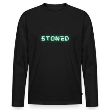 STONED - Männer Premium Bio Langarmshirt - Schwarz - Vorne - Nico (187cm)