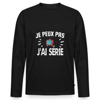 je peux pas j'ai série - T-shirt manches longues Premium bio Homme - noir - Devant - Nico (187cm)
