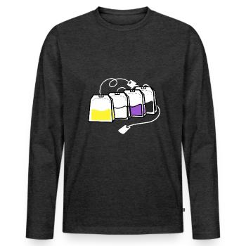 Nonbinary Pride Tea Bag Nonbinary Pride - Men's Premium Organic Long Sleeve Shirt - heather anthracite - Front - Nico (187cm)