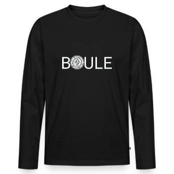 BOULE 3 - Männer Premium Bio Langarmshirt - Schwarz - Vorne - Nico (187cm)