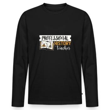 Geschichte Lehrer - Männer Premium Bio Langarmshirt - Schwarz - Vorne - Nico (187cm)
