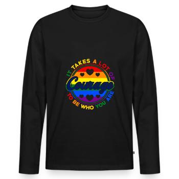 Il faut beaucoup de courage pour être qui vous êtes - T-shirt manches longues Premium bio Homme - noir - Devant - Nico (187cm)
