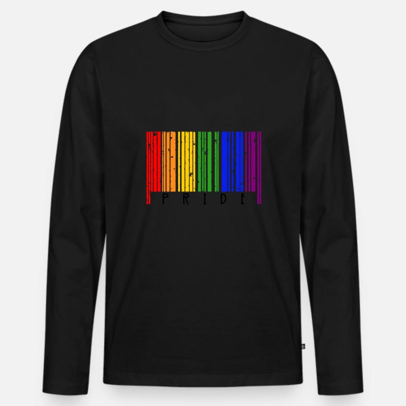 LGBT Barcode Gay Pride - Männer Premium Bio Langarmshirt - Schwarz